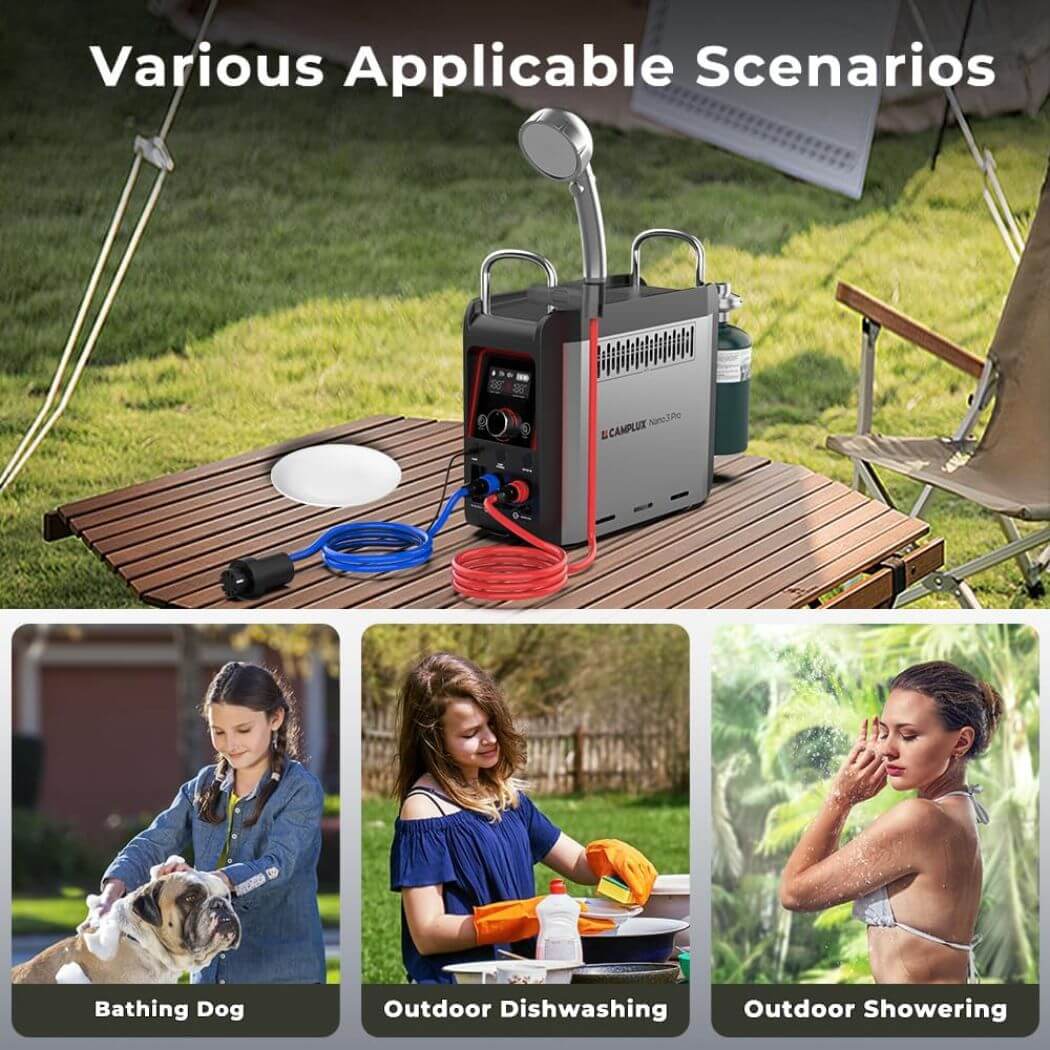 Chauffe-eau gaz Camplux Nano 3 Pro pour camping et extérieur – Image 2
